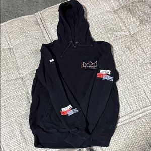 Men's Black Hoodie with Graphic Accents